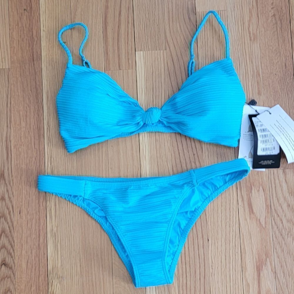 ViX Scales Nissi Women's Blue Bikini Top & Scales Basic Full Bikini Bottoms sz L